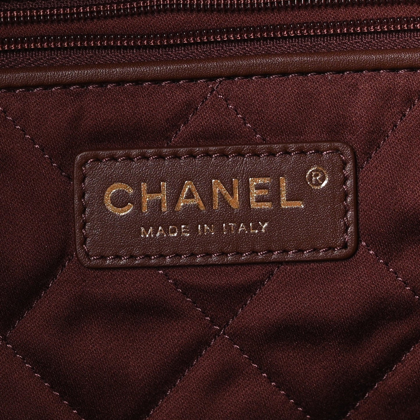 Shiny Calfskin Quilted Chanel 22 Dark Brown
