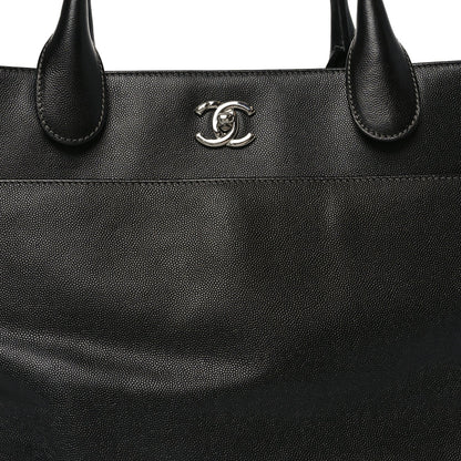 Caviar Medium Cerf Executive Shopper Tote Black