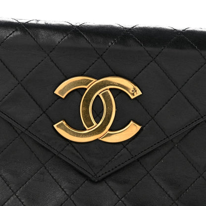 Lambskin Quilted Envelope Flap Black