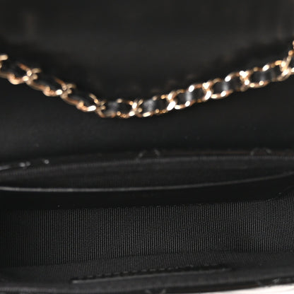 Patent Calfskin Quilted Mini Flap Black