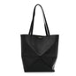 Shiny Calfskin Medium Puzzle Fold Tote Black
