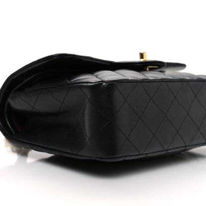 Lambskin Quilted Small Double Flap Black