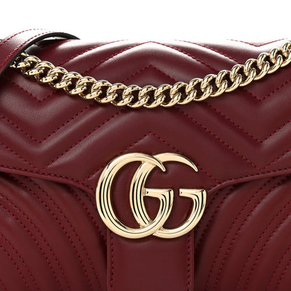 Calfskin Matelasse Small GG Marmont Shoulder Bag Ancora Red
