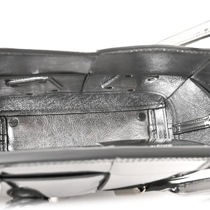Mirror Laminated Nappa Maxi Intrecciato Mini Arco  Silver
