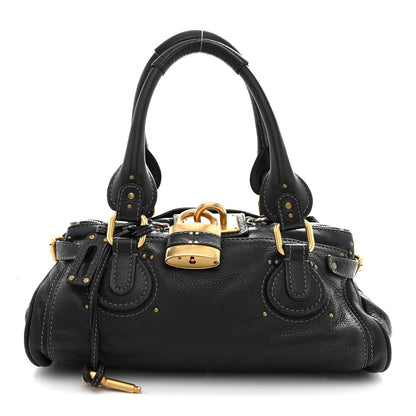 Calfskin Medium Paddington Satchel Black