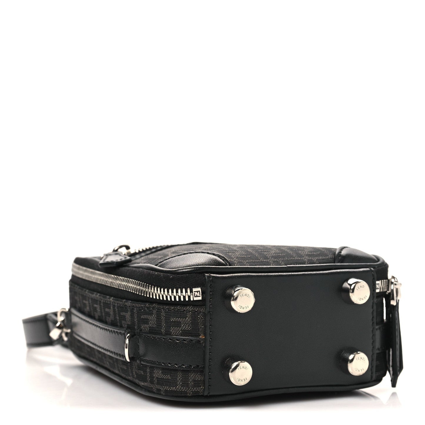 Recycled Fabric Jacquard Vitello Astro Micro FF Mini Trolley Bag Asfalto Black
