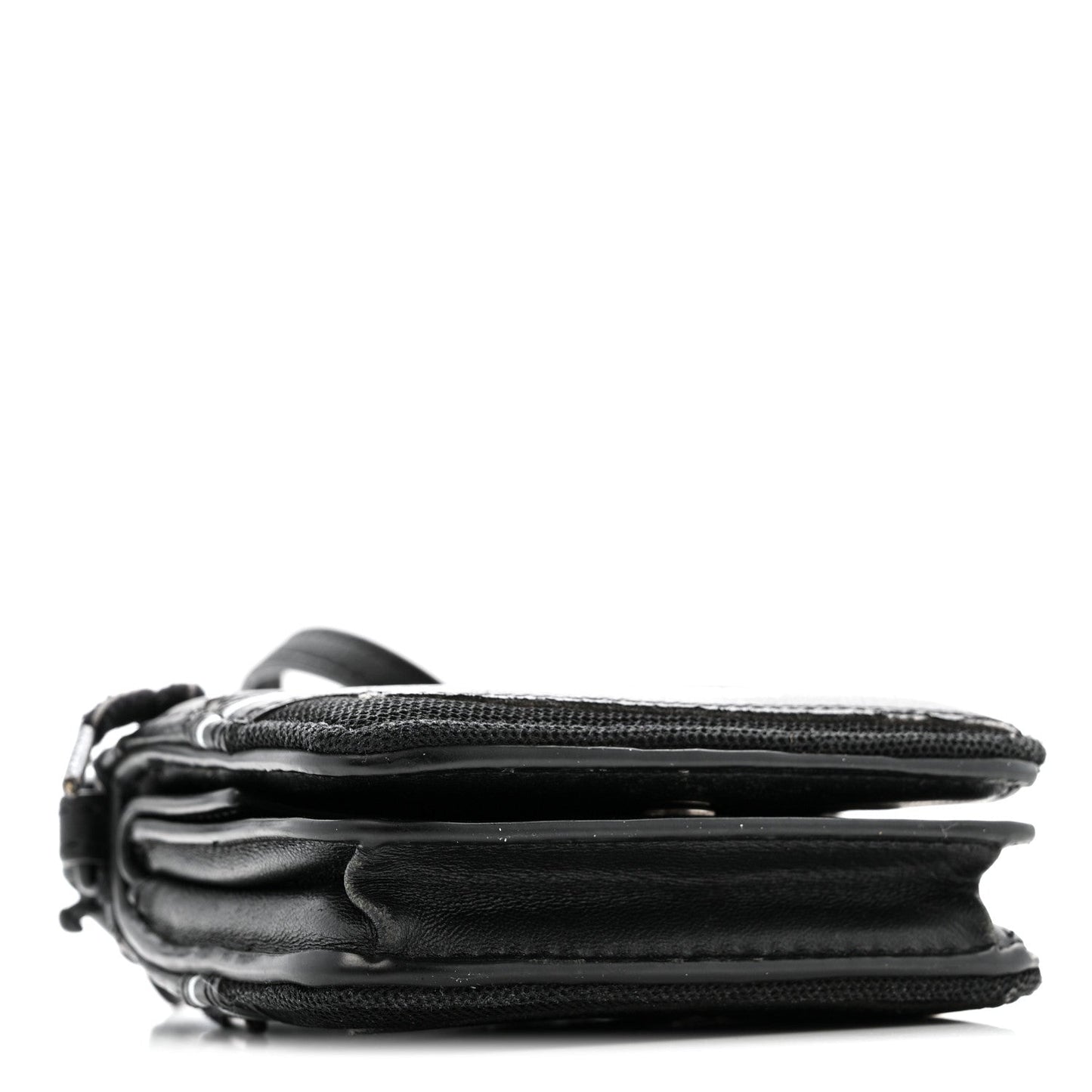 Faux Calfskin Fabric Sneakerhead Crossbody Wallet Black