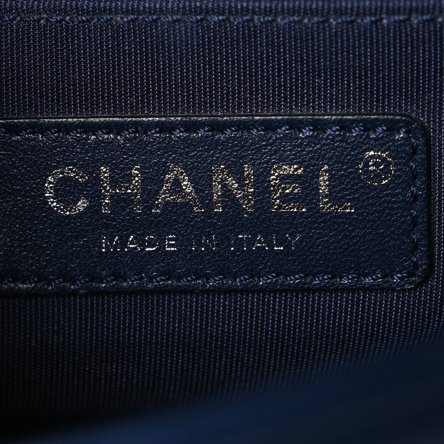 Calfskin Painted Chevron Embossed Small Boy Flap Dark Blue