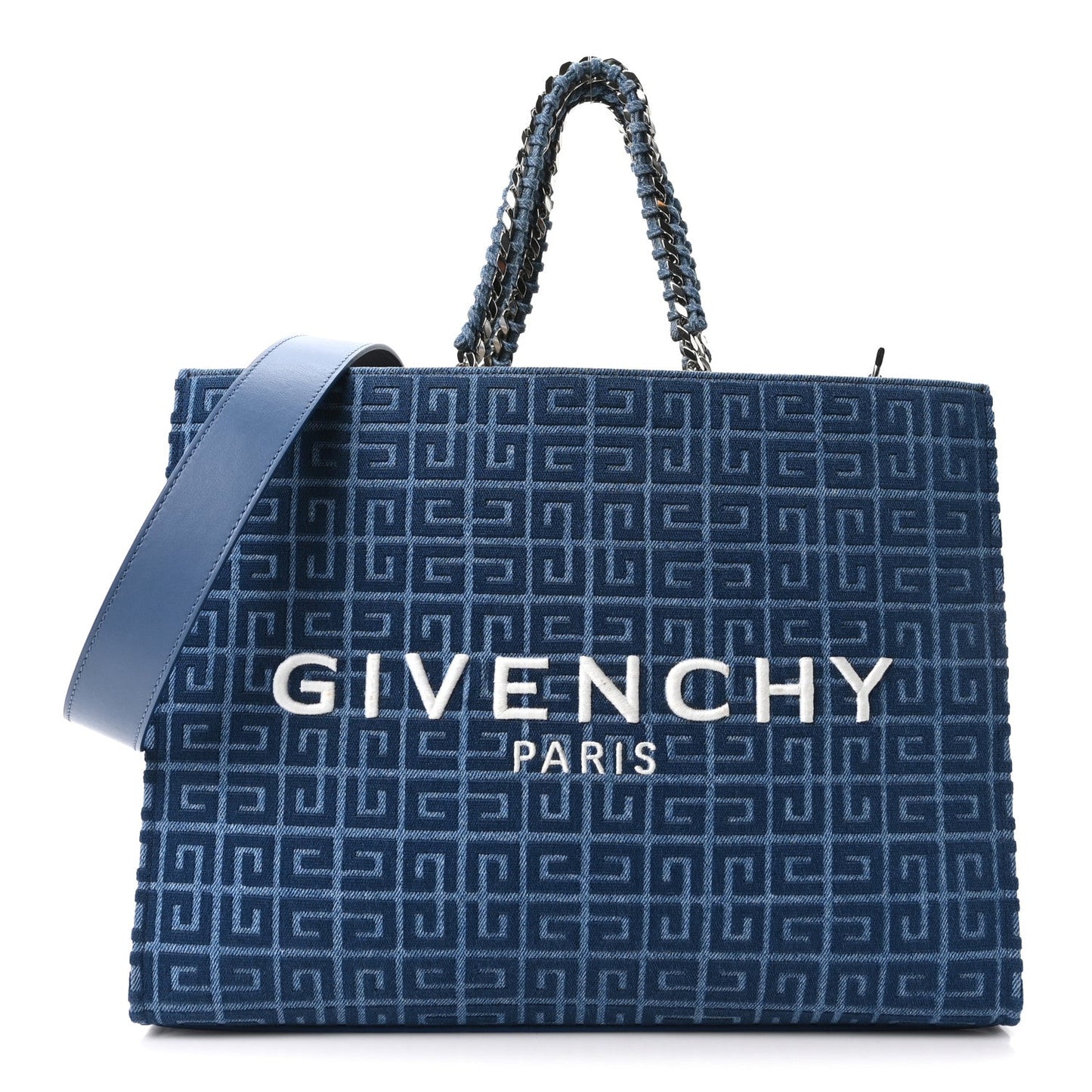Denim 4G Medium Chain Tote Blue