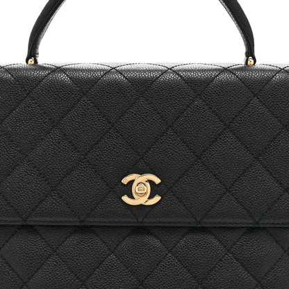 Caviar Quilted Jumbo Kelly Flap Black