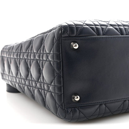 Lambskin Cannage Large Lady Dior Navy Blue