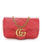 Calfskin Matelasse Super Mini GG Marmont Shoulder Bag Hibiscus Red