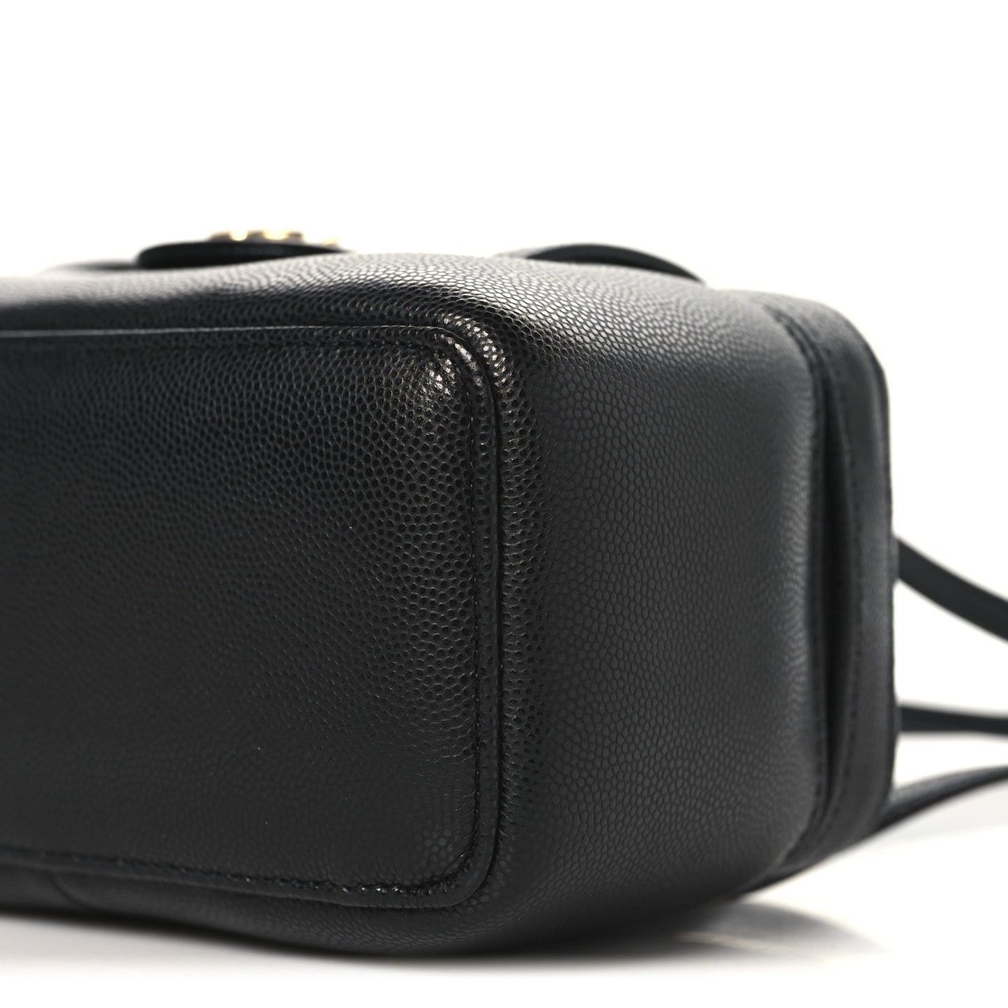 Shiny Caviar Preppy Coco Long Vanity With Strap Black