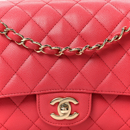 Caviar Quilted Medium Double Flap Dark Pink
