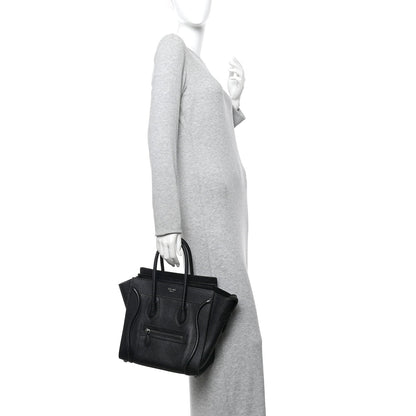 Drummed Calfskin Micro Luggage Black