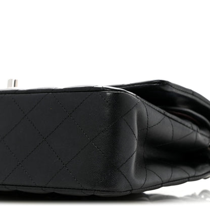 Lambskin Quilted Medium Double Flap Black