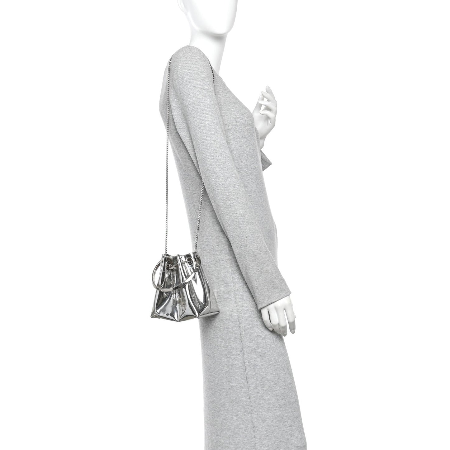 Metallic Patent Bon Bon Bag Silver