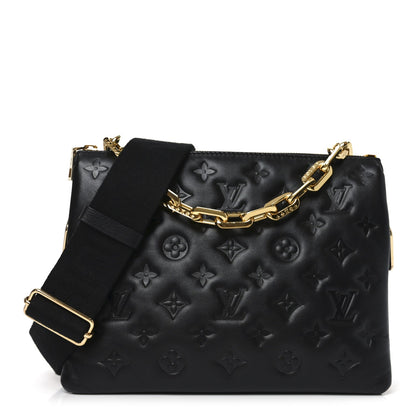 Lambskin Embossed Monogram Coussin PM Black