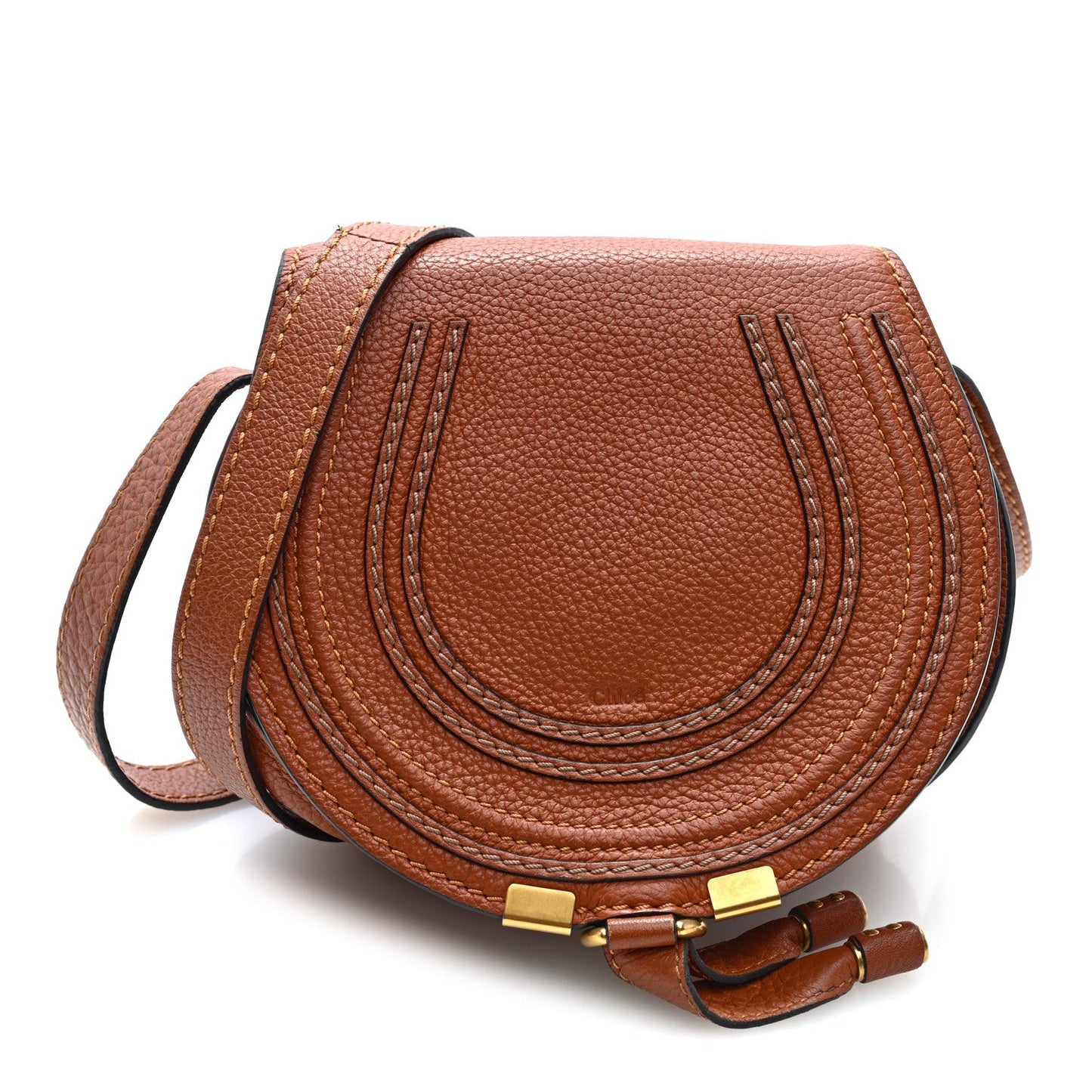 Calfskin Mini Marcie Round Crossbody Bag Tan
