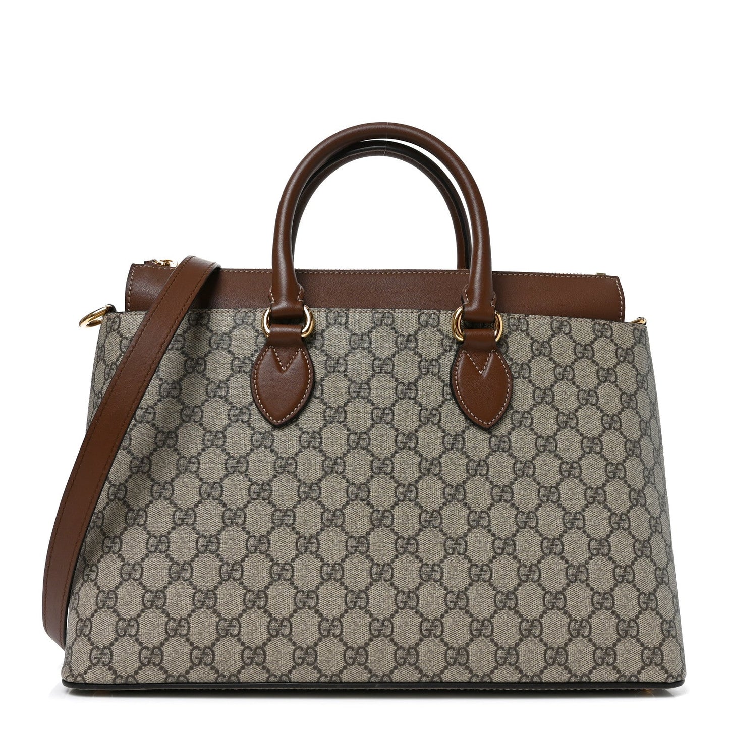 GG Supreme Monogram Large Zip Top Tote Beige Tuscany