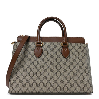 GG Supreme Monogram Large Zip Top Tote Beige Tuscany