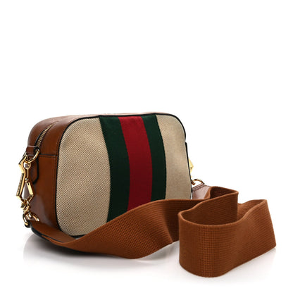 Vintage Canvas Web Shoulder Bag Sand Cuir