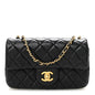 Lambskin Quilted Mini Rectangular Pearl Crush Flap Black