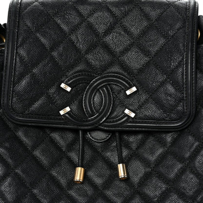 Caviar Quilted Small Filigree Backpack Black