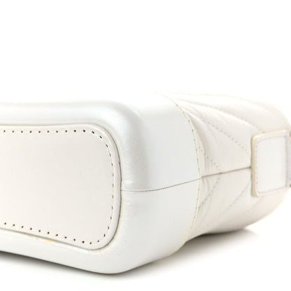 Iridescent Aged Calfskin Chevron Quilted Small Gabrielle Hobo White