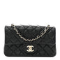 Lambskin Quilted Mini Rectangular Flap Black