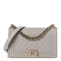 Caviar Quilted Medium Boy Flap Grey
