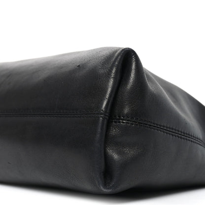 Calfskin Embossed CC Shoulder Bag Black