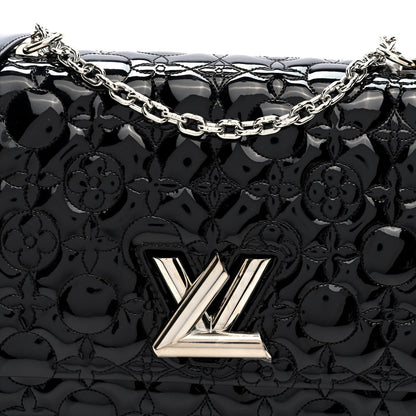 Vernis Flower Quilted Twist Shoulder Bag GM Black