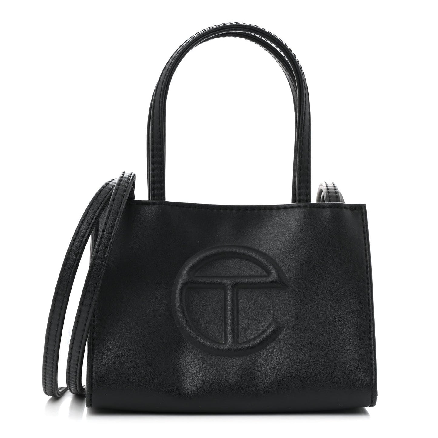 Vegan Leather Small Shopping Bag Black