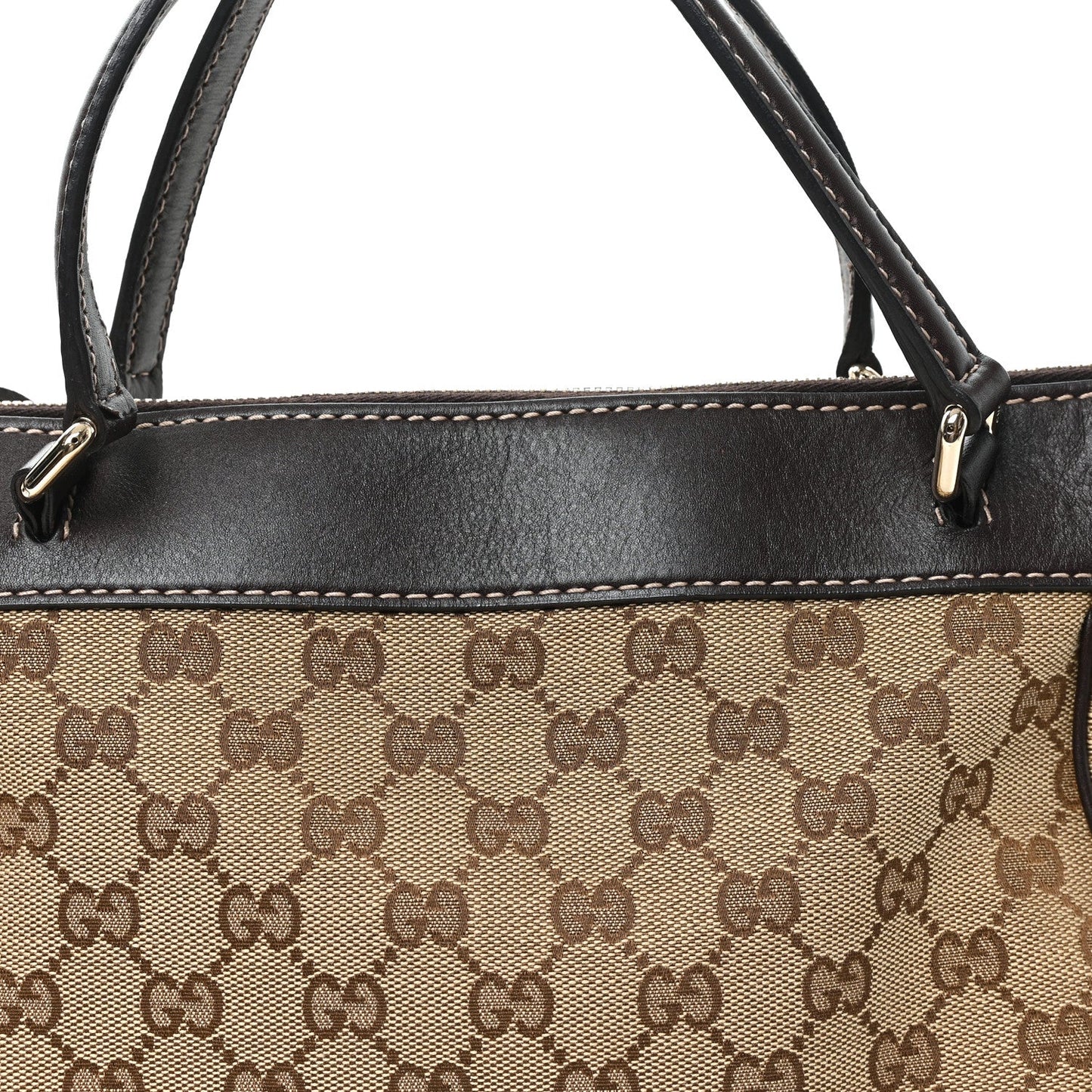 Monogram Web Mayfair Top Handle Satchel Dark Brown