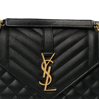 Grain De Poudre Textured Mixed Matelasse Triquilt Medium Monogram Satchel Black