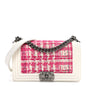 Patent Tweed Medium Boy Flap White