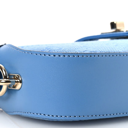 Calfskin Monogram Mini Moon Side Shoulder Bag Blue