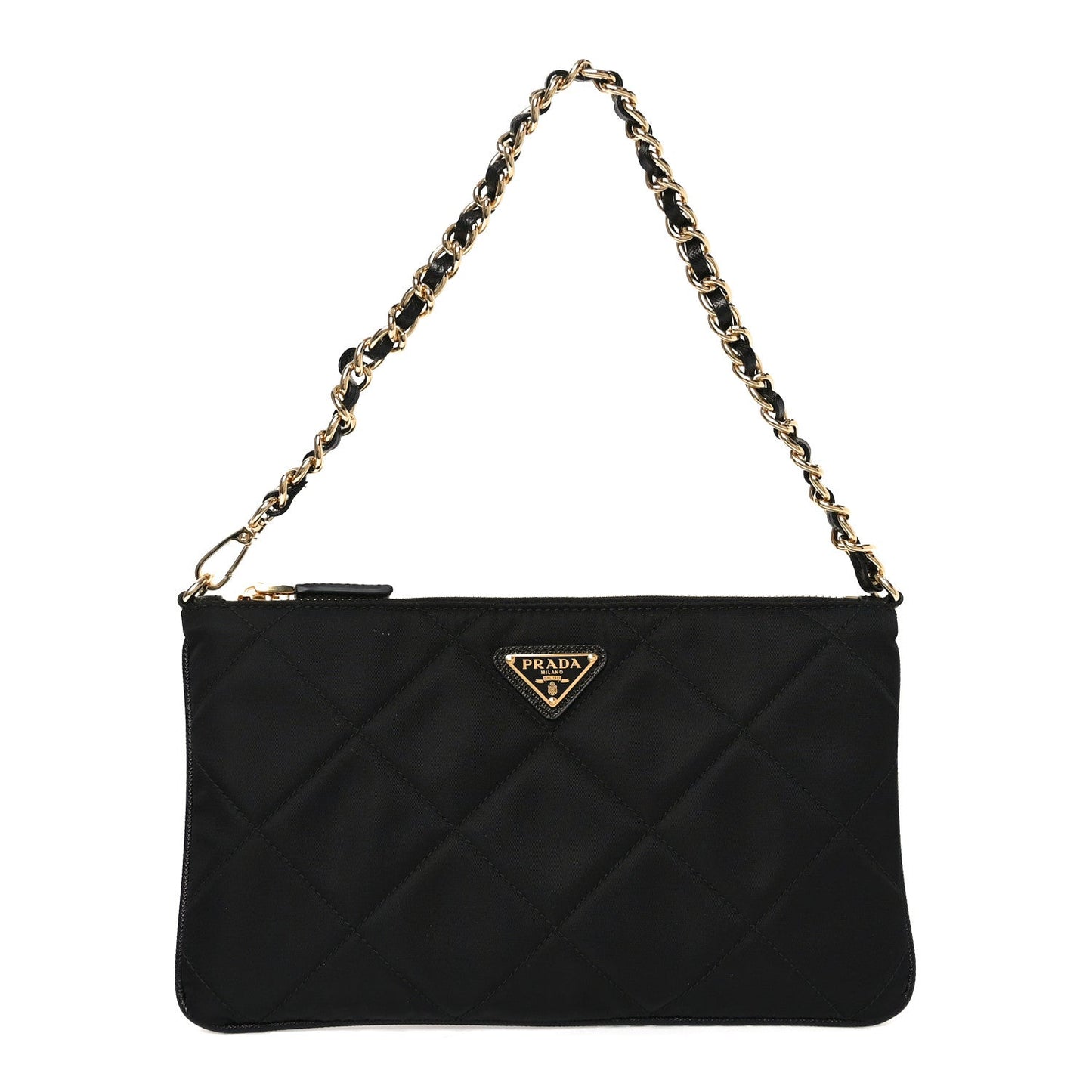 Re-Nylon Tessuto Impuntu Quilted Re-Edition 1995 Chaine Pouch Black