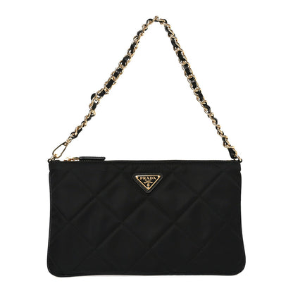 Re-Nylon Tessuto Impuntu Quilted Re-Edition 1995 Chaine Pouch Black