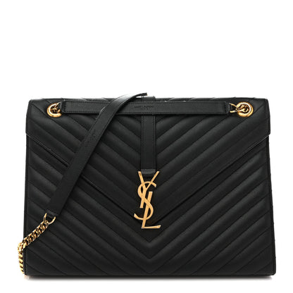 Grain De Poudre Matelasse Chevron Large Monogram Satchel Black