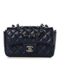 Lambskin Quilted Mini Rectangular Flap Dark Navy Blue