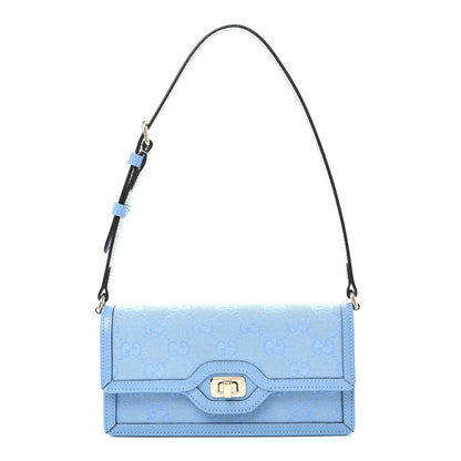 GG Monogram Scratch Lux Calfskin Mini Luce Shoulder Bag Blue