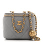 Lambskin Quilted Pearl Crush Mini Vanity Case With Chain Light Purple