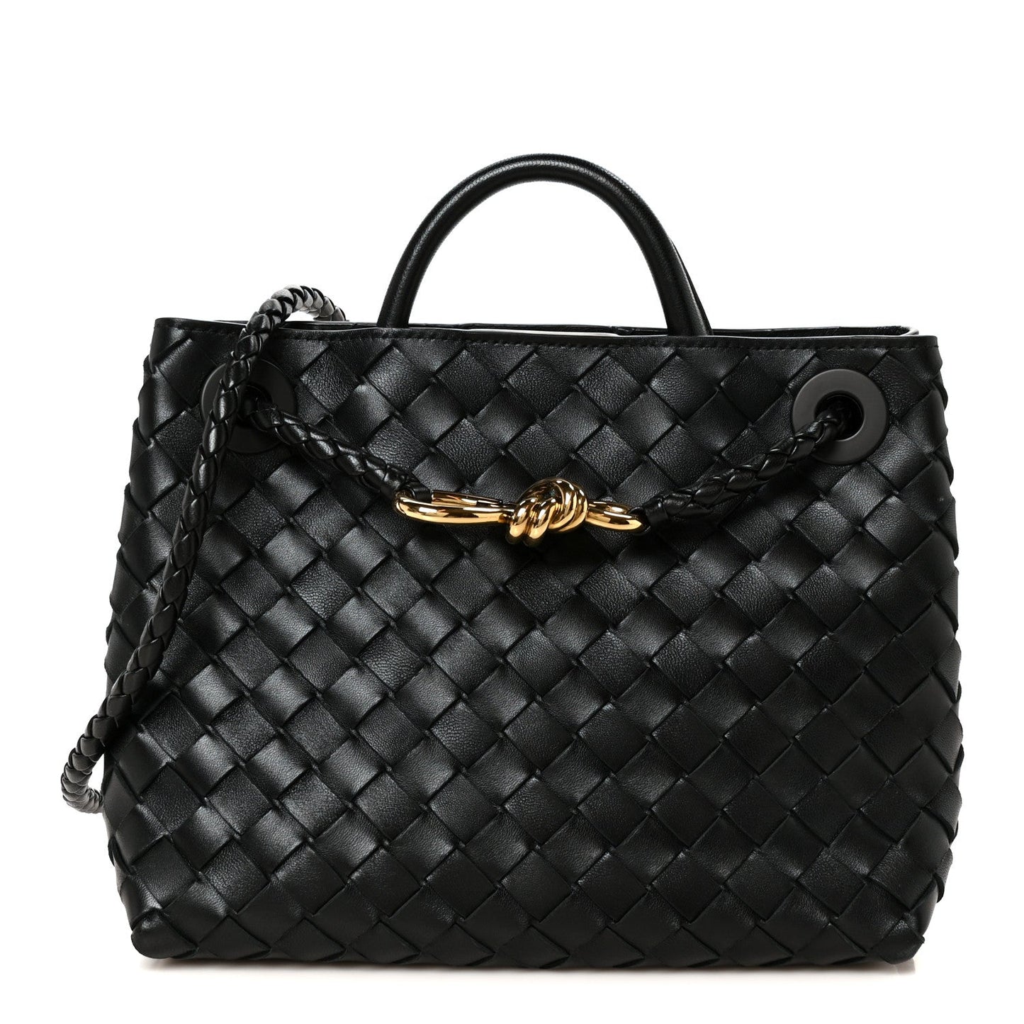 Nappa Intrecciato Small Andiamo Shoulder Bag Black