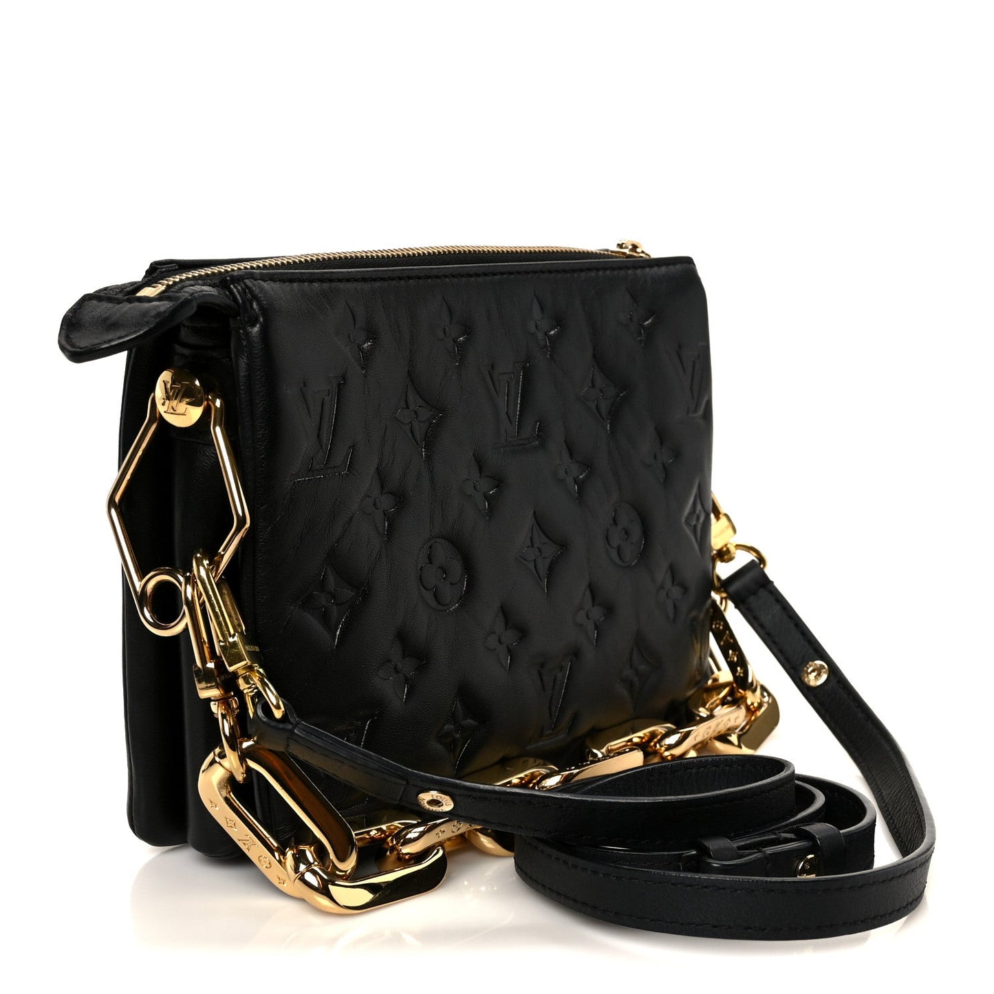 Lambskin Embossed Monogram Coussin BB Black