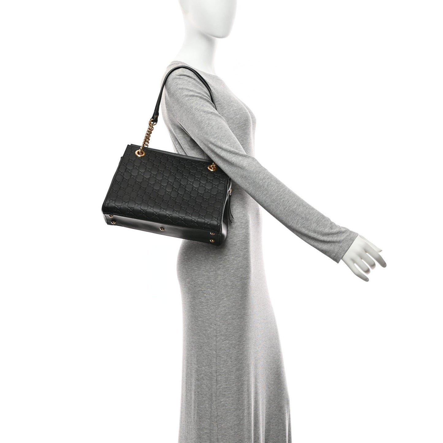Guccissima Signature Medium Shoulder Tote Bag Black