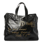 Textured Patent Y-Mail Tote Black