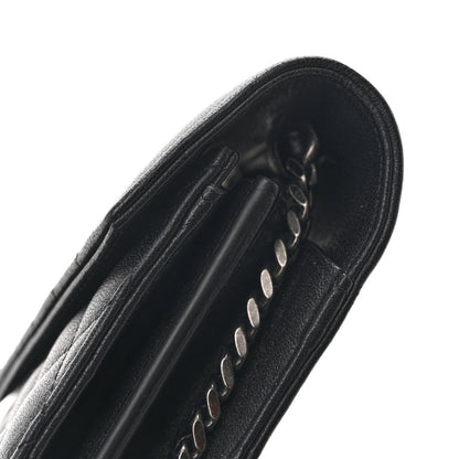 Sheepskin Tri-Quilt Monogram Envelope Chain Wallet Black