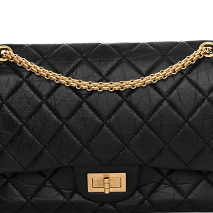 Aged Calfskin Quilted 2.55 Reissue 227 Flap Black